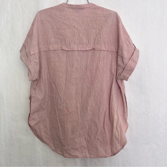 Original Nicole Miller Light pink 55% linen button up blouse size XL 171 - Picture 3 of 3